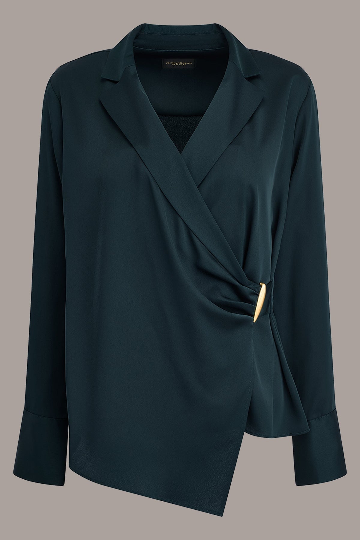 LONG SLEEVE WRAP EFFECT BLOUSE