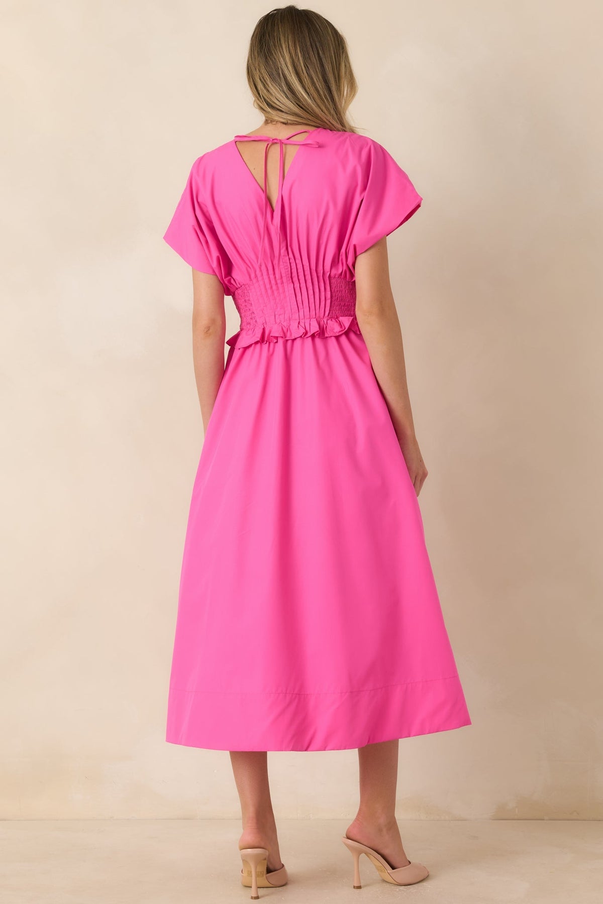 Let It Be Easy Fuchsia Smocked Waist Zip Maxi Dress