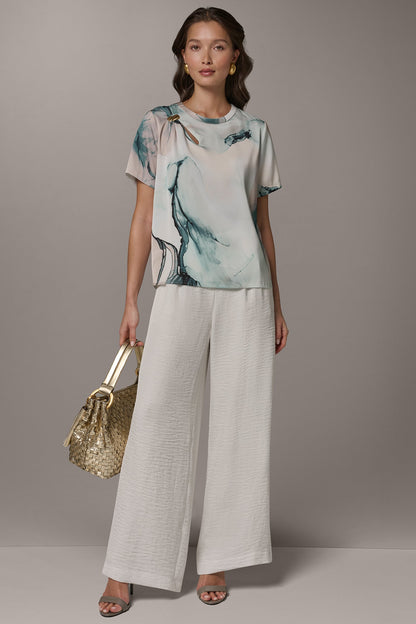 MARBLE GOLD-TONE EMBELLISHED SHOULDER TOP