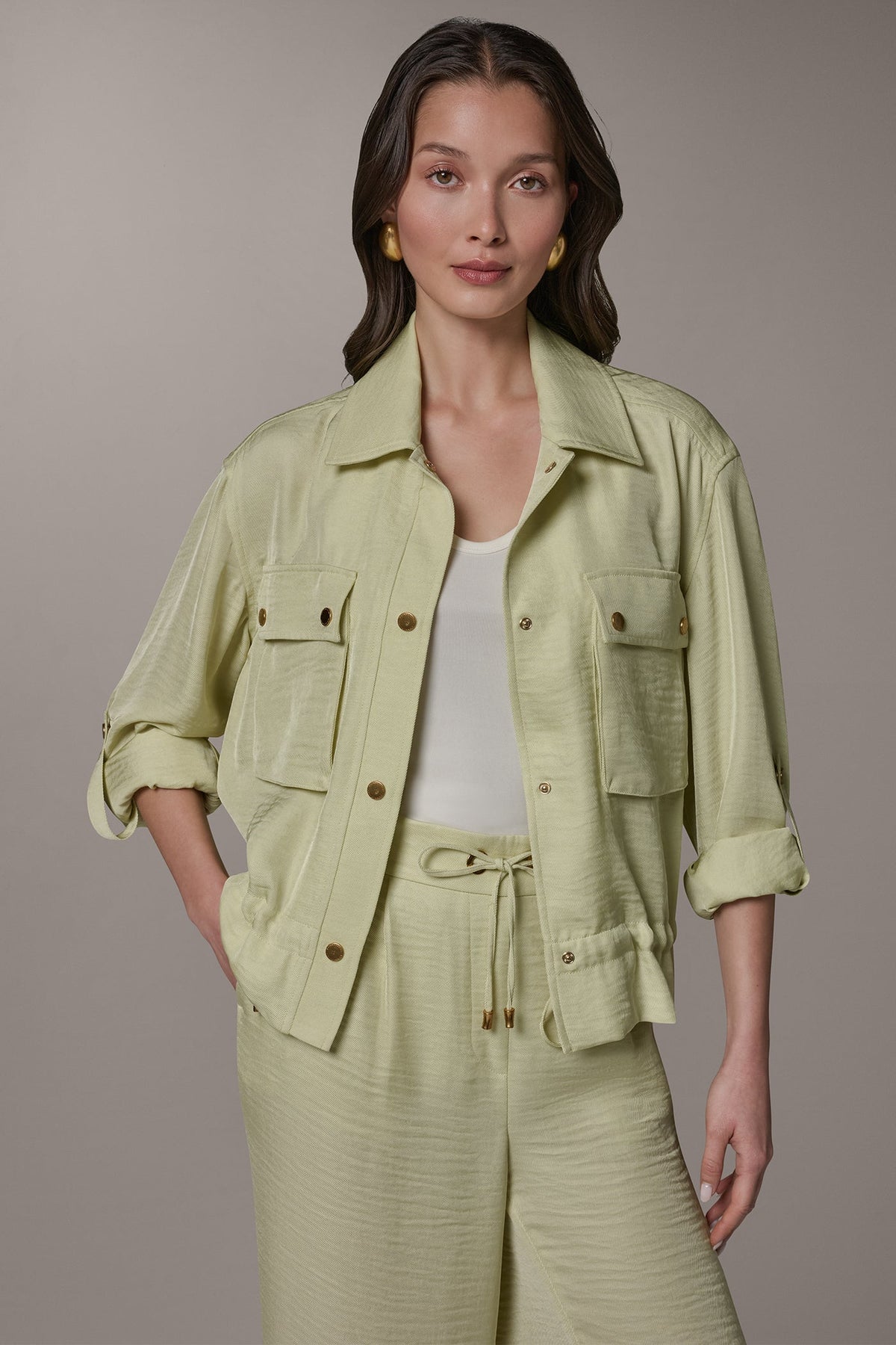LONG SLEEVE TIE WAIST SHIRT