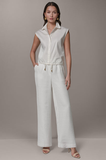 SLEEVELESS DRAWSTRING HEM BLOUSE