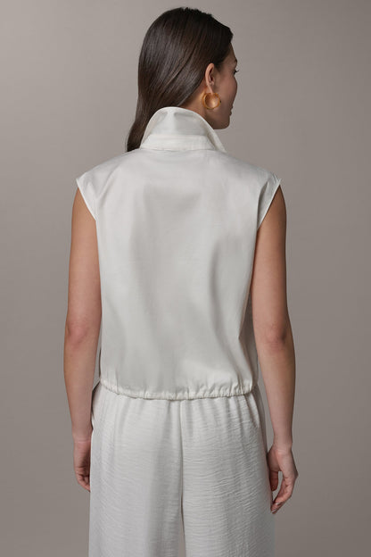 SLEEVELESS DRAWSTRING HEM BLOUSE