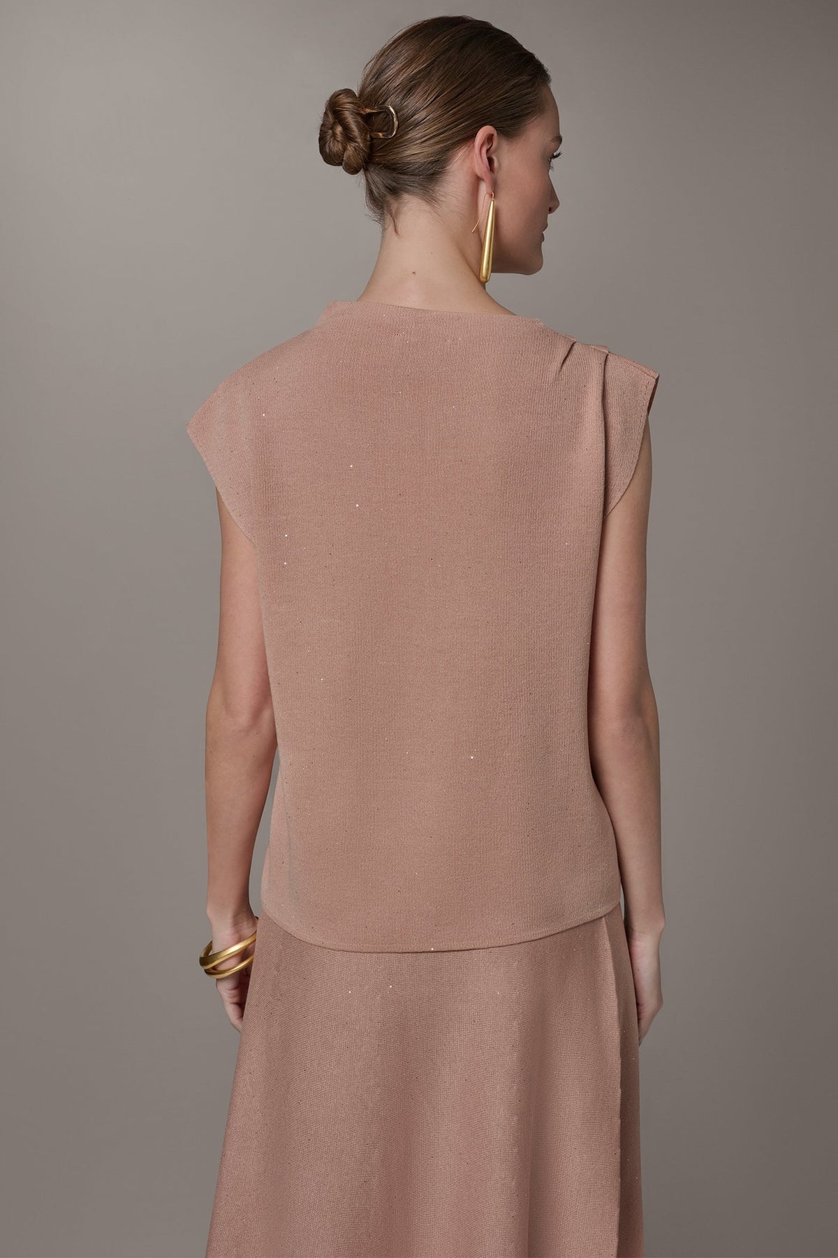 SEQUIN ASYMMETRIC FUNNEL NECK SWEATER
