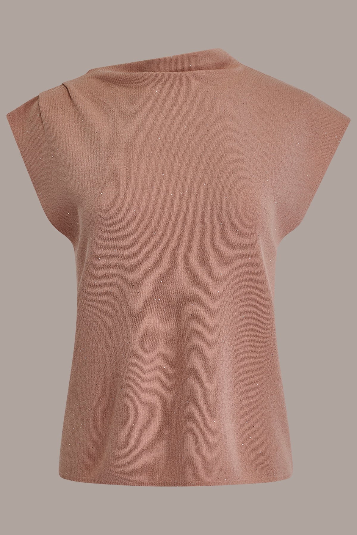 SEQUIN ASYMMETRIC FUNNEL NECK SWEATER