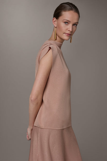 SEQUIN ASYMMETRIC FUNNEL NECK SWEATER