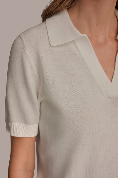 COTTON AND CASHMERE POLO SWEATER