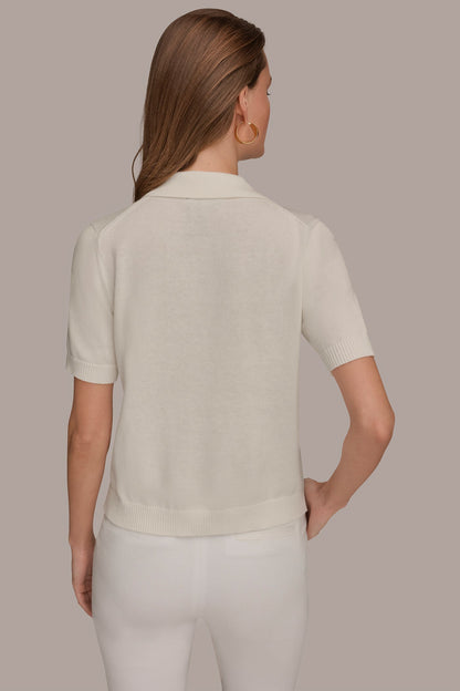 COTTON AND CASHMERE POLO SWEATER