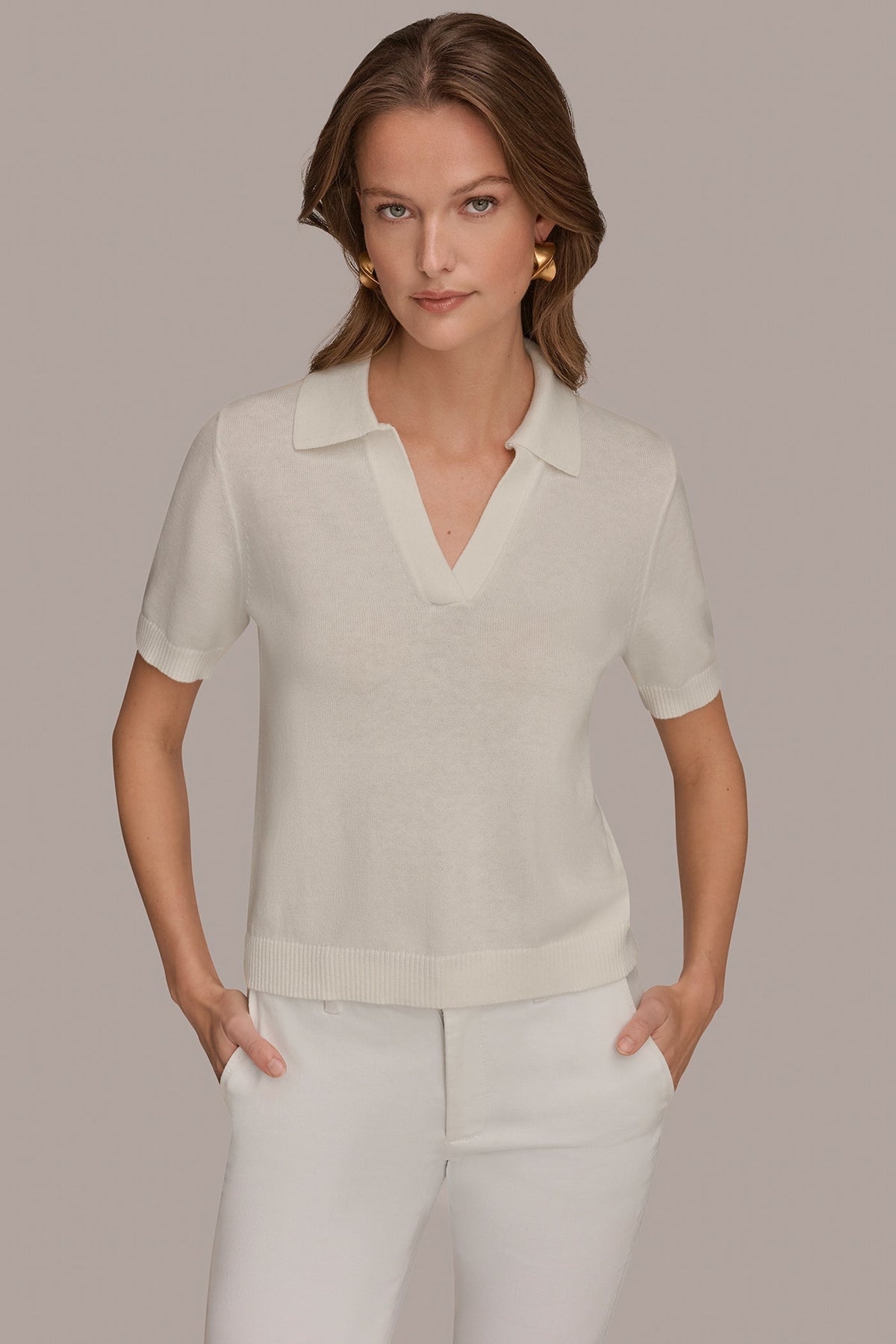 COTTON AND CASHMERE POLO SWEATER