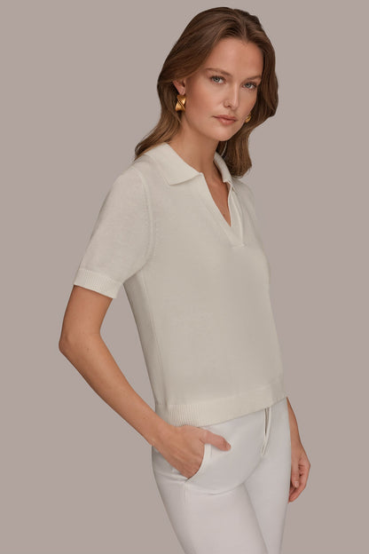 COTTON AND CASHMERE POLO SWEATER