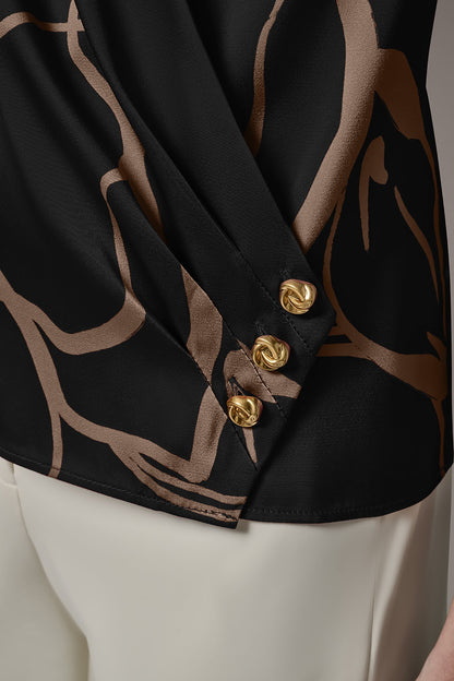 SLEEVELESS WRAP EFFECT PRINT BLOUSE