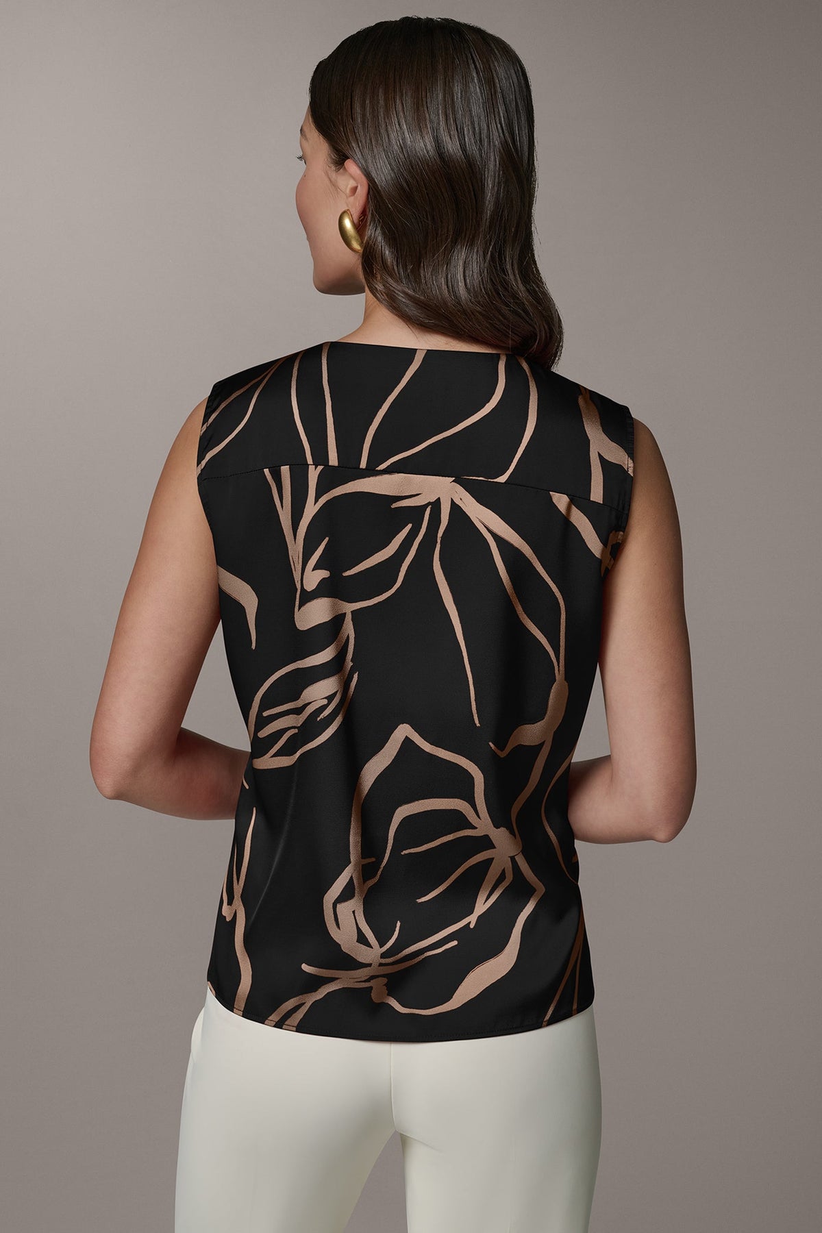 SLEEVELESS WRAP EFFECT PRINT BLOUSE