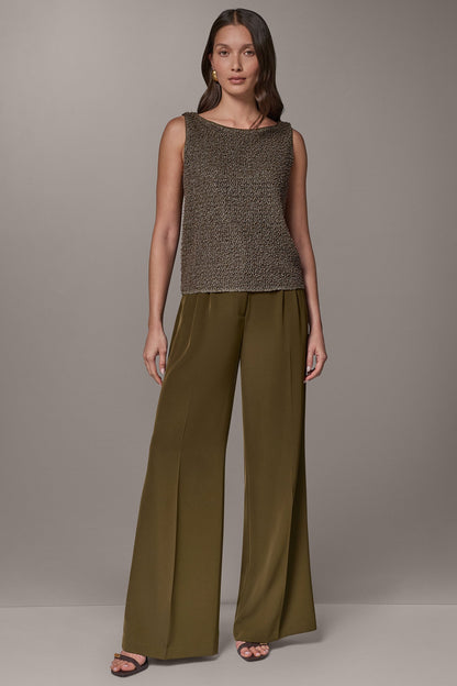 SLEEVELESS PEARL METALLIC BLOUSE