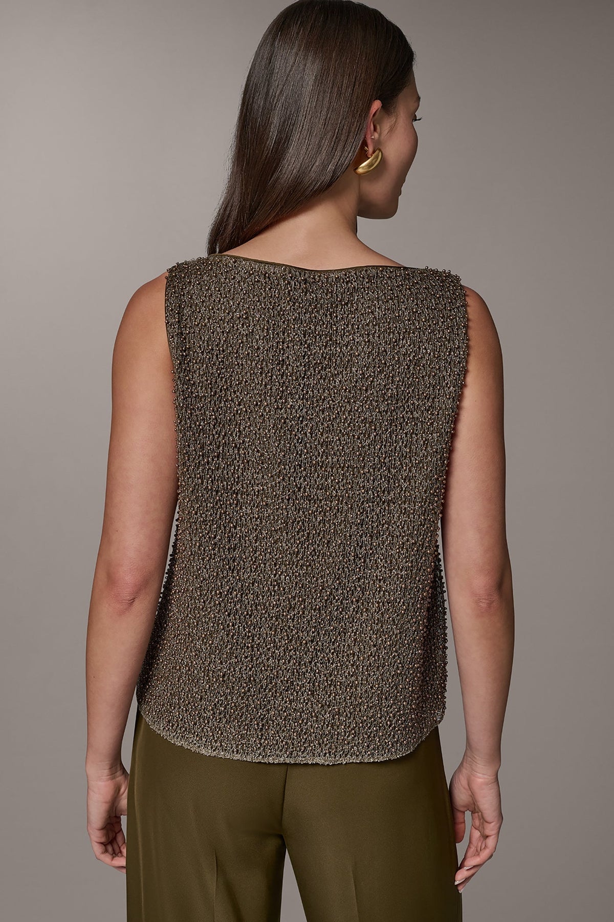 SLEEVELESS PEARL METALLIC BLOUSE
