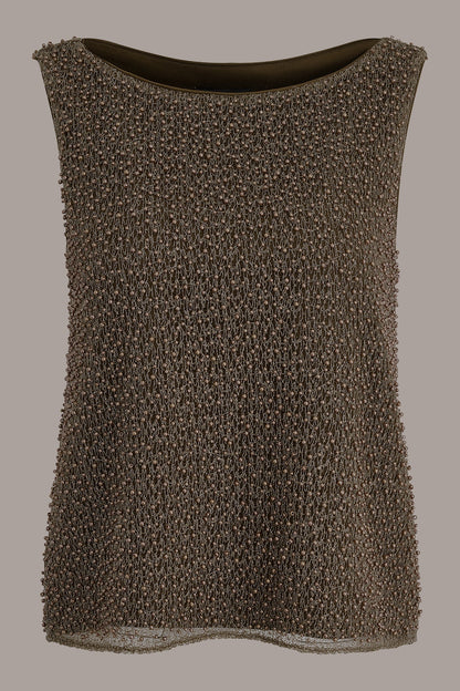 SLEEVELESS PEARL METALLIC BLOUSE