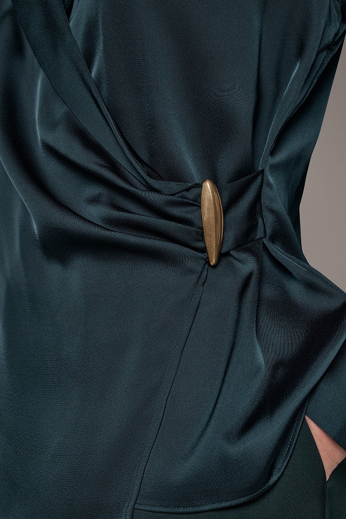 LONG SLEEVE WRAP EFFECT BLOUSE